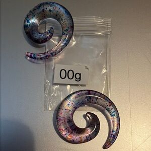 Colorful Spiral Ear Gauges 00 gauge